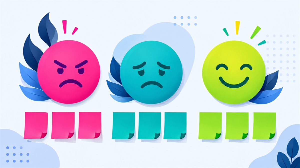 Illustrated Mad, Sad, Glad retrospective board