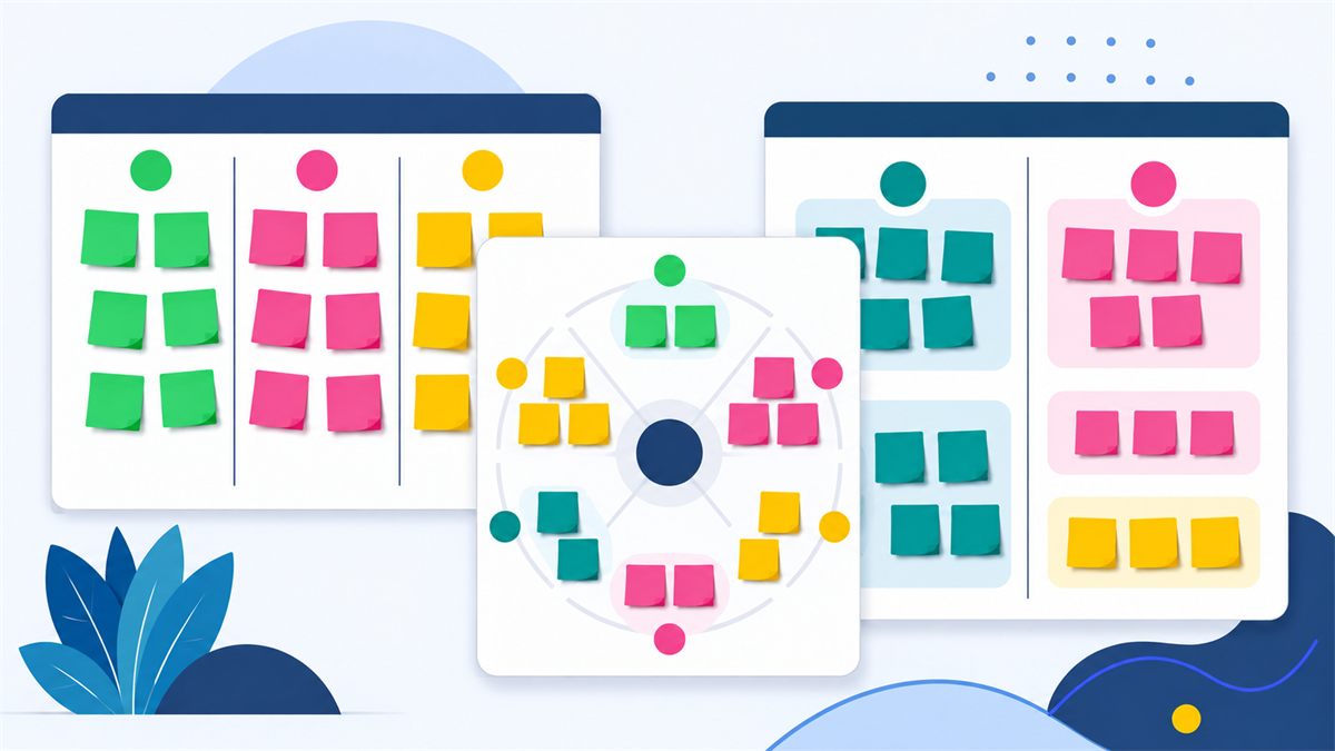 Illustrated examples of different sprint retrospective boards