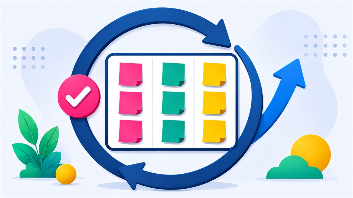 Illustrated sprint retrospective and continuous improvement cycle